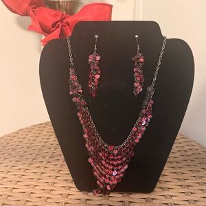 Elegant Red and Black Jewelry Set